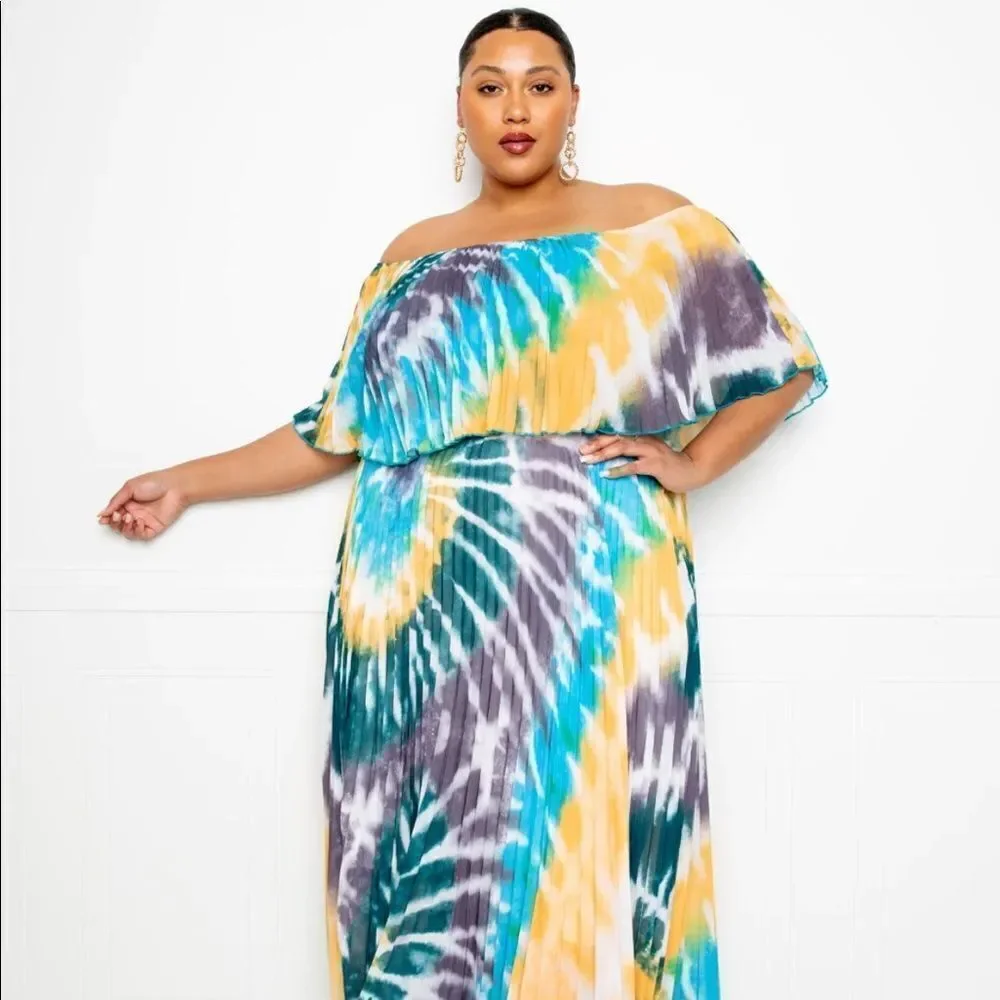 chinese dress ladies [Tie Dye Maxi Dress] Elegant Plus Size Maxi Dress main image 0